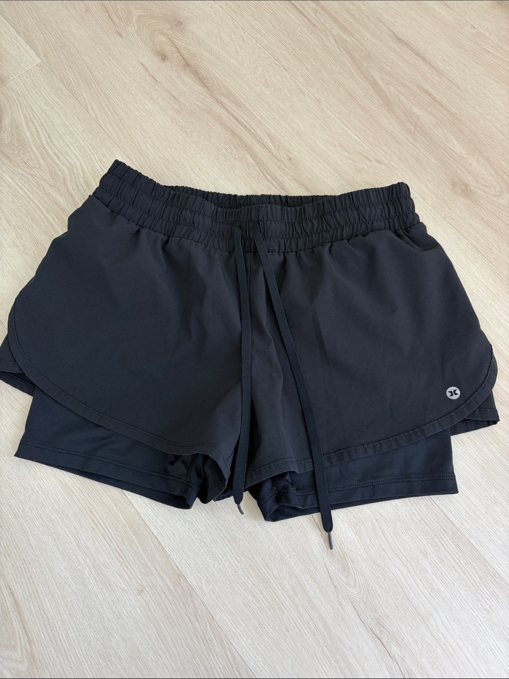 RBX Black Women's Athletic Layered Shorts